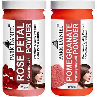 PARK DANIEL Pure & Natural Rose Petal Powder & Pomegranate Powder Combo Pack of 2 Bottles of 100 gm (200 gm ) (200 ml)