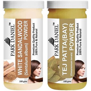 PARK DANIEL Premium White Sandalwood Powder & Tej Patta(Bay) Powder Combo Pack of 2 Jars of 100 gms(200 gms) (200 ml)