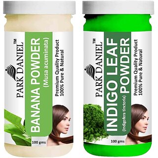 PARK DANIEL Pure & Natural Banana Powder & Indigo Leaf Powder Combo Pack of 2 Bottles of 100 gm (200 gm ) (200 ml)