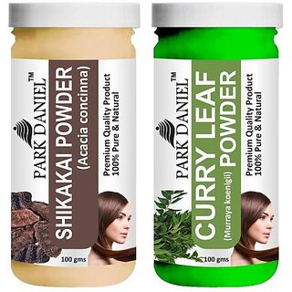 PARK DANIEL Pure & Natural Shikakai Powder & Curry Leaf Powder Combo Pack of 2 Bottles of 100 gm (200 gm ) (200 ml)