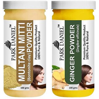 PARK DANIEL Pure & Natural Multani Mitti Powder & Ginger Powder Combo Pack of 2 Bottles of 100 gm (200 gm ) (200 ml)