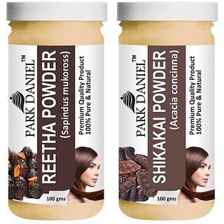 PARK DANIEL Pure & Natural Reetha Powder & Shikakai Powder Combo Pack of 2 Bottles of 100 gm (200 gm ) (200 ml)