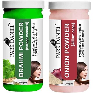 PARK DANIEL Pure & Natural Brahmi Powder & Onion Powder Combo Pack of 2 Bottles of 100 gm (200 gm ) (200 ml)