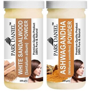 PARK DANIEL Premium White Sandalwood Powder & Ashwagandha Powder Combo Pack of 2 Jars of 100 gms(200 gms) (200 ml)