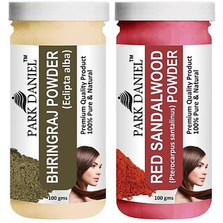 PARK DANIEL Pure & Natural Bhringraj Powder & Red Sandalwood Powder Combo Pack (200 ml)