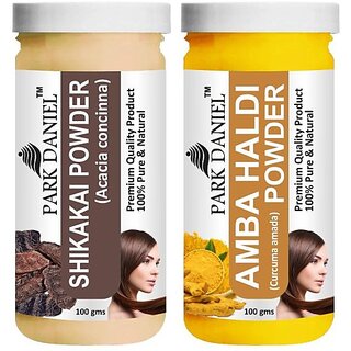 PARK DANIEL Pure & Natural Shikakai Powder & Amba Haldi Powder Combo Pack of 2 Bottles of 100 gm (200 gm ) (200 ml)