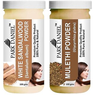 PARK DANIEL Premium White Sandalwood Powder & Mulethi Powder Combo Pack of 2 Jars of 100 gms(200 gms) (200 ml)