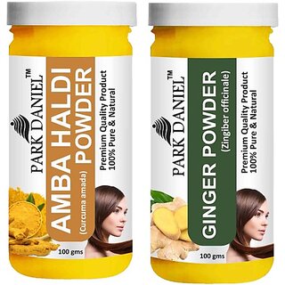 PARK DANIEL Pure & Natural Amba Haldi Powder & Ginger Powder Combo Pack of 2 Bottles of 100 gm (200 gm ) (200 g)