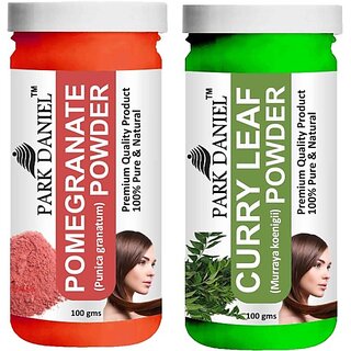 PARK DANIEL Pure & Natural Pomegranate Powder & Curry Leaf Powder Combo Pack of 2 Bottles of 100 gm (200 gm ) (200 ml)