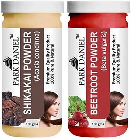 PARK DANIEL Pure & Natural Shikakai Powder & Beetroot Powder Combo Pack of 2 Bottles of 100 gm (200 gm ) (200 ml)