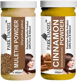 PARK DANIEL Pure & Natural Mulethi Powder & Cinnamon Powder Combo Pack of 2 Bottles of 100 gm (200 gm ) (200 ml)