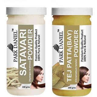 PARK DANIEL Pure & Natural Satavari Powder & Tej Patta(Bay) Powder Combo Pack of 2 Bottles of 100 gm (200 gm ) (200 ml)