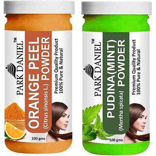 PARK DANIEL Pure & Natural Orange Powder & Pudina(Mint)Powder Combo Pack of 2 Bottles of 100 gm (200 gm ) (200 ml)