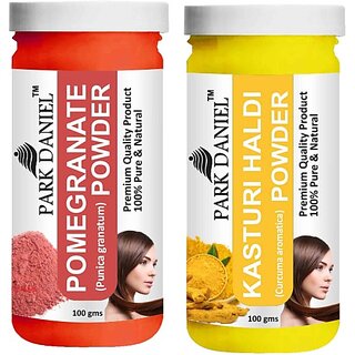 PARK DANIEL Pure & Natural Pomegranate Powder & Kasturi Haldi Powder Combo Pack of 2 Bottles of 100 gm (200 gm ) (200 ml)