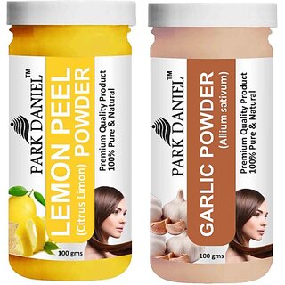 PARK DANIEL Pure & Natural Lemon Powder & Garlic Powder Combo Pack of 2 Bottles of 100 gm (200 gm ) (200 ml)