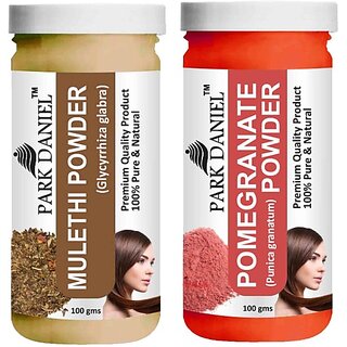 PARK DANIEL Pure & Natural Mulethi Powder & Pomegranate Powder Combo Pack of 2 Bottles of 100 gm (200 gm ) (200 ml)
