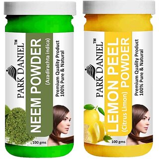 PARK DANIEL Pure & Natural Neem Powder & Lemon Peel Powder Combo Pack of 2 Bottles of 100 gm (200 gm ) (200 ml)