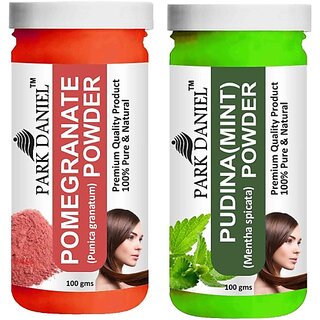 PARK DANIEL Pure & Natural Pomegranate Powder & Pudina(Mint)Powder Combo Pack of 2 Bottles of 100 gm (200 gm ) (200 ml)