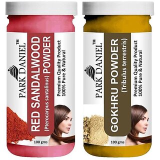 PARK DANIEL Premium Red Sandalwood Powder & Gokhru Powder Combo Pack of 2 Jars of 100 gms(200 gms) (200 g)