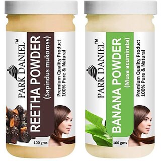 PARK DANIEL Pure & Natural Reetha Powder & Banana Powder Combo Pack of 2 Bottles of 100 gm (200 gm ) (200 ml)