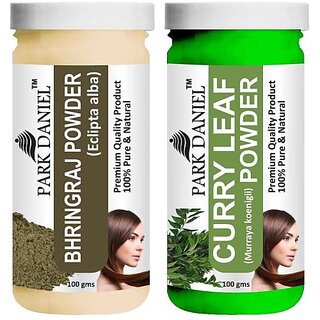 PARK DANIEL Pure & Natural Bhringraj Powder & Curry Leaf Powder Combo Pack (200 ml)
