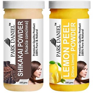 PARK DANIEL Pure & Natural Shikakai Powder & Lemon Peel Powder Combo Pack of 2 Bottles of 100 gm (200 gm ) (200 ml)