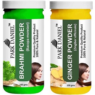 PARK DANIEL Pure & Natural Brahmi Powder & Ginger Powder Combo Pack of 2 Bottles of 100 gm (200 gm ) (200 ml)