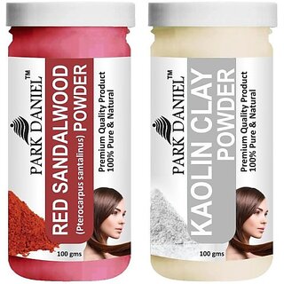 PARK DANIEL Premium Red Sandalwood Powder & Kaolin Clay Powder Combo Pack of 2 Jars of 100 gms(200 gms) (200 g)