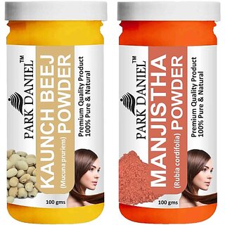 PARK DANIEL Pure & Natural Kaunch Beej Powder & Manjistha Leaf Powder Combo Pack of 2 Bottles of 100 gm (200 gm ) (200 ml)