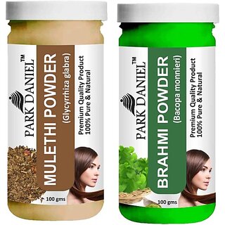 PARK DANIEL Pure & Natural Mulethi Powder & Brahmi Powder Combo Pack of 2 Bottles of 100 gm (200 gm ) (200 ml)