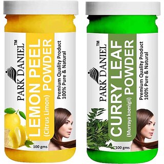 PARK DANIEL Pure & Natural Lemon Powder & Curry Leaf Powder Combo Pack of 2 Bottles of 100 gm (200 gm ) (200 ml)