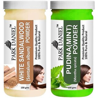 PARK DANIEL Premium White Sandalwood Powder & Pudina(Mint)Powder Combo Pack of 2 Jars of 100 gms(200 gms) (200 ml)