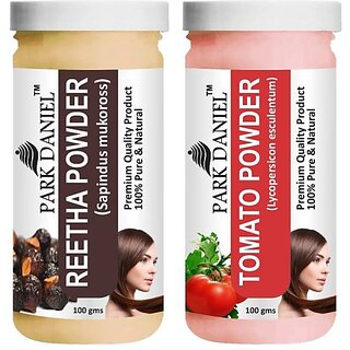 PARK DANIEL Pure & Natural Reetha Powder & Tomato Powder Combo Pack of 2 Bottles of 100 gm (200 gm ) (200 ml)