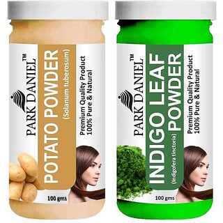 PARK DANIEL Premium Potato Powder & Indigo Leaf Powder Combo Pack of 2 Jars of 100 gms(200 gms) (200 g)