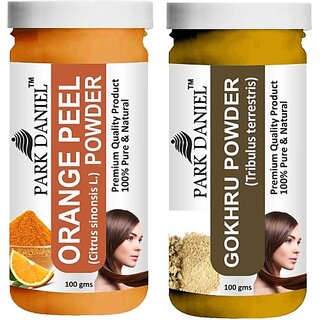 PARK DANIEL Pure & Natural Orange Powder & Gokhru Powder Combo Pack of 2 Bottles of 100 gm (200 gm ) (200 ml)