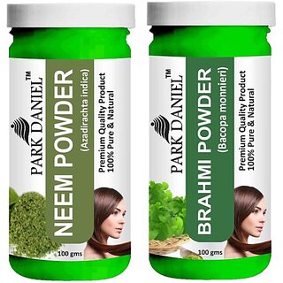 PARK DANIEL Pure & Natural Neem Powder & Brahmi Powder Combo Pack of 2 Bottles of 100 gm (200 gm ) (200 ml)