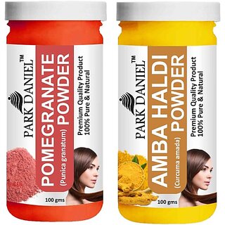 PARK DANIEL Pure & Natural Pomegranate Powder & Amba Haldi Powder Combo Pack of 2 Bottles of 100 gm (200 gm ) (200 ml)