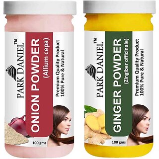 PARK DANIEL Pure & Natural Onion Powder & Ginger Powder Combo Pack of 2 Bottles of 100 gm (200 gm ) (200 ml)
