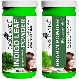 PARK DANIEL Pure & Natural Indigo Leaf Powder & Brahmi Powder Combo Pack of 2 Bottles of 100 gm (200 gm ) (200 ml)