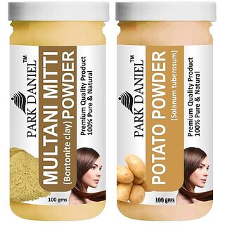 PARK DANIEL Pure & Natural Multani Mitti Powder & Potato Powder Combo Pack of 2 Bottles of 100 gm (200 gm ) (200 ml)