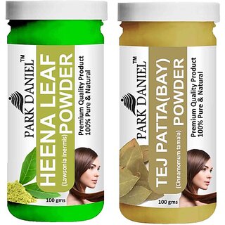 PARK DANIEL Pure & Natural Henna Leaf Powder & Tej Patta(Bay) Powder Combo Pack (200 ml)