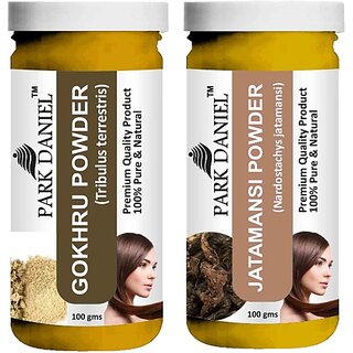 PARK DANIEL Pure & Natural Gokhru Powder & Jatamansi Powder Combo Pack of 2 Bottles of 100 gm (200 gm ) (200 ml)
