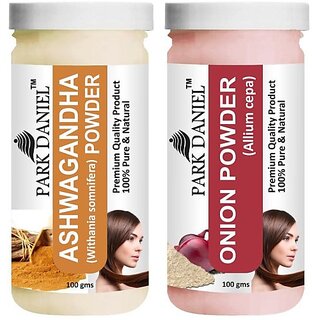 PARK DANIEL Premium Ashwagandha Powder & Onion Powder Combo Pack of 2 Jars of 100 gms(200 gms) (200 g)