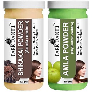 PARK DANIEL Pure & Natural Shikakai Powder & Amla Powder Combo Pack of 2 Bottles of 100 gm (200 gm ) (200 ml)