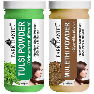 PARK DANIEL Pure & Natural Tulsi Powder & Mulethi Powder Combo Pack of 2 Bottles of 100 gm (200 gm ) (200 ml)