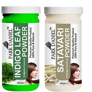 PARK DANIEL Pure & Natural Indigo Leaf Powder & Satavari Powder Combo Pack of 2 Bottles of 100 gm (200 gm ) (200 ml)