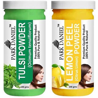 PARK DANIEL Pure & Natural Tulsi Powder & Lemon Peel Powder Combo Pack of 2 Bottles of 100 gm (200 gm ) (200 ml)