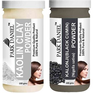PARK DANIEL Pure & Natural Kaolin Powder & Kalonji(Black Cumin) Powder Combo Pack of 2 Bottles of 100 gm (200 gm ) (200 ml)