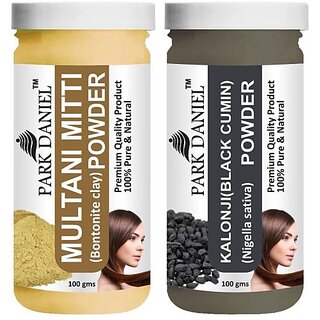 PARK DANIEL Pure & Natural Multani Mitti Powder & Kalonji(Black Cumin) Powder Combo Pack of 2 Bottles of 100 gm (200 gm ) (200 ml)