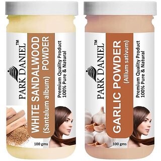 PARK DANIEL Premium White Sandalwood Powder & Garlic Powder Combo Pack of 2 Jars of 100 gms(200 gms) (200 ml)